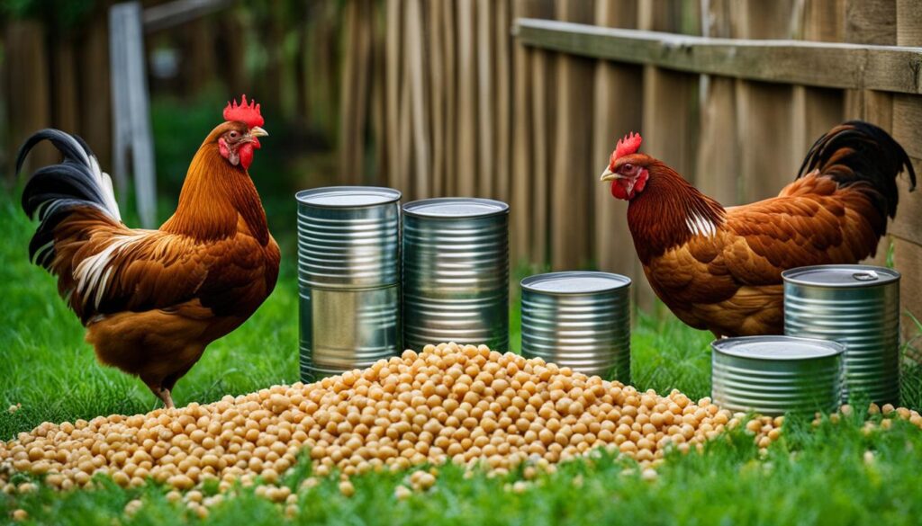 Chickens and canned chickpeas