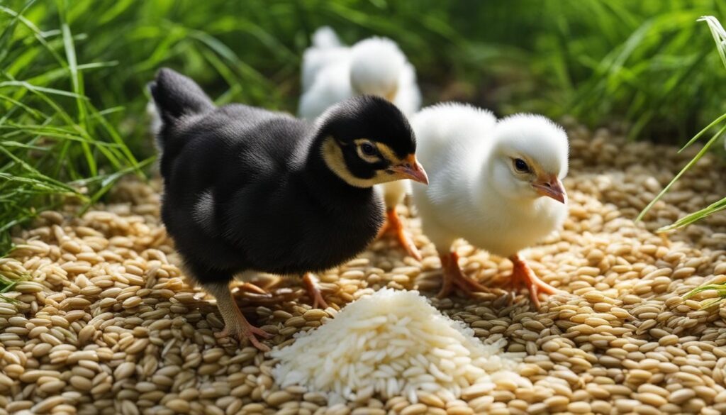 can baby chickens eat uncooked rice