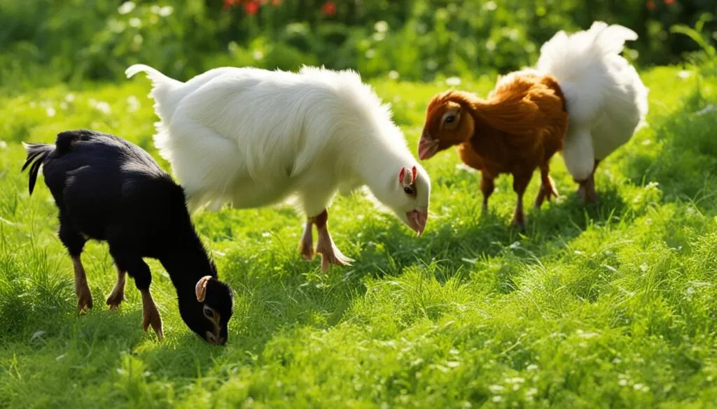 can chickens graze with goats