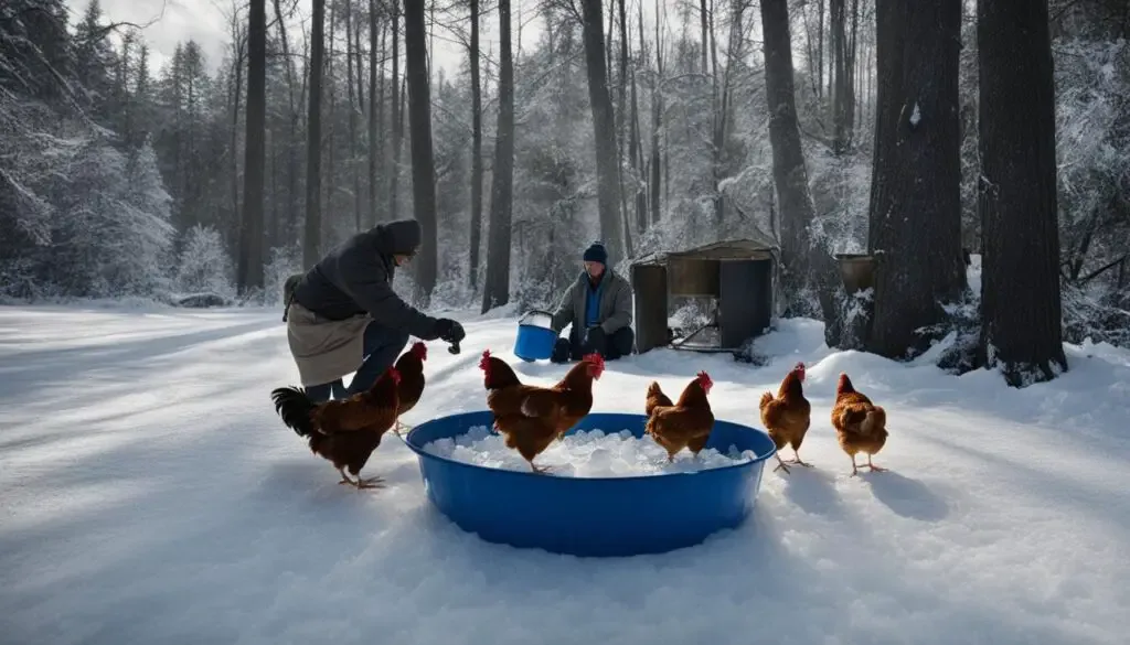 providing water for chickens in winter
